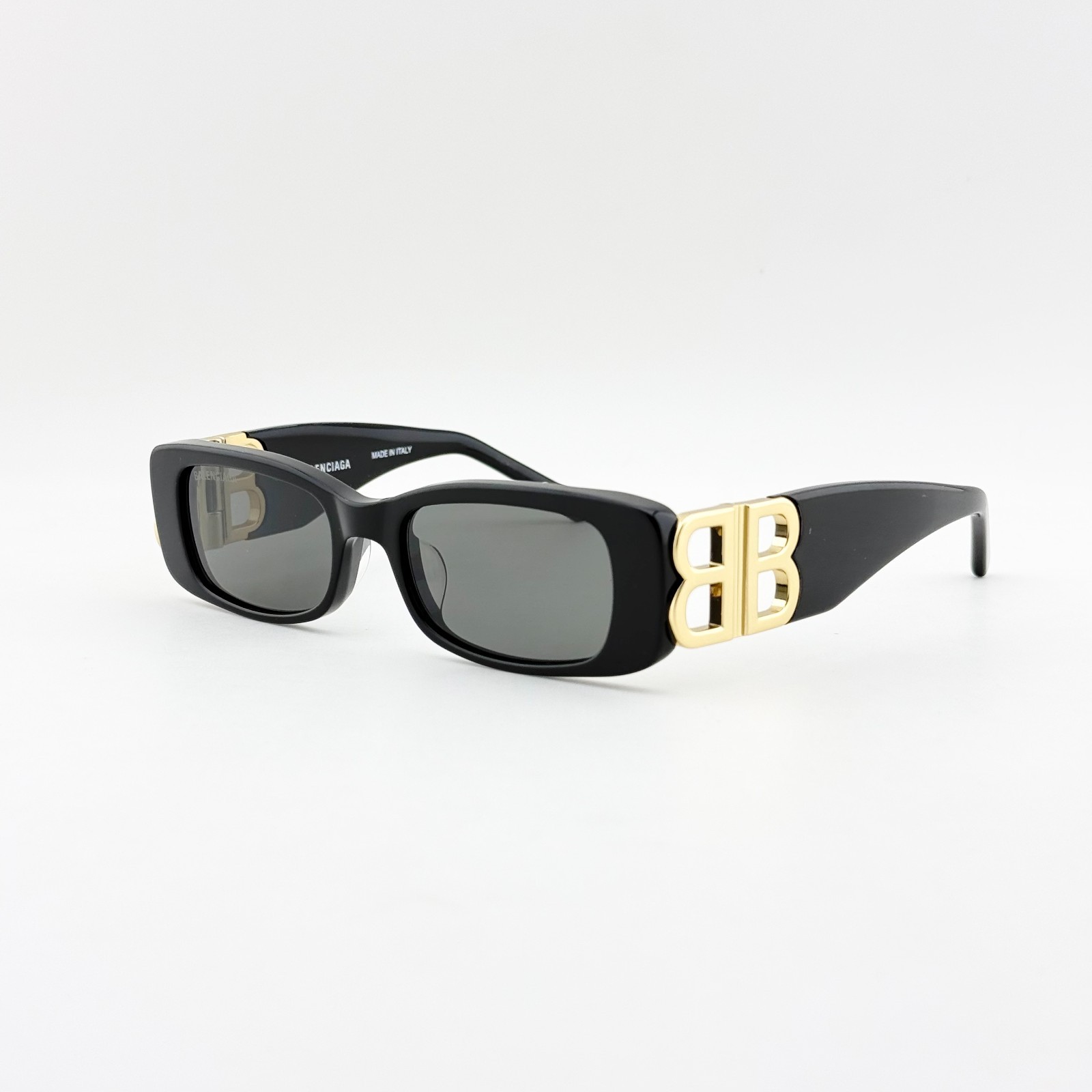 Balenciaga BB0096S 001 Black Gold Sunglasses Grey Lens 51mm Women Rectangle Balenciaga BB0096S 001 Black Gold Sunglasses Grey Lens 51mm Women Rectangle