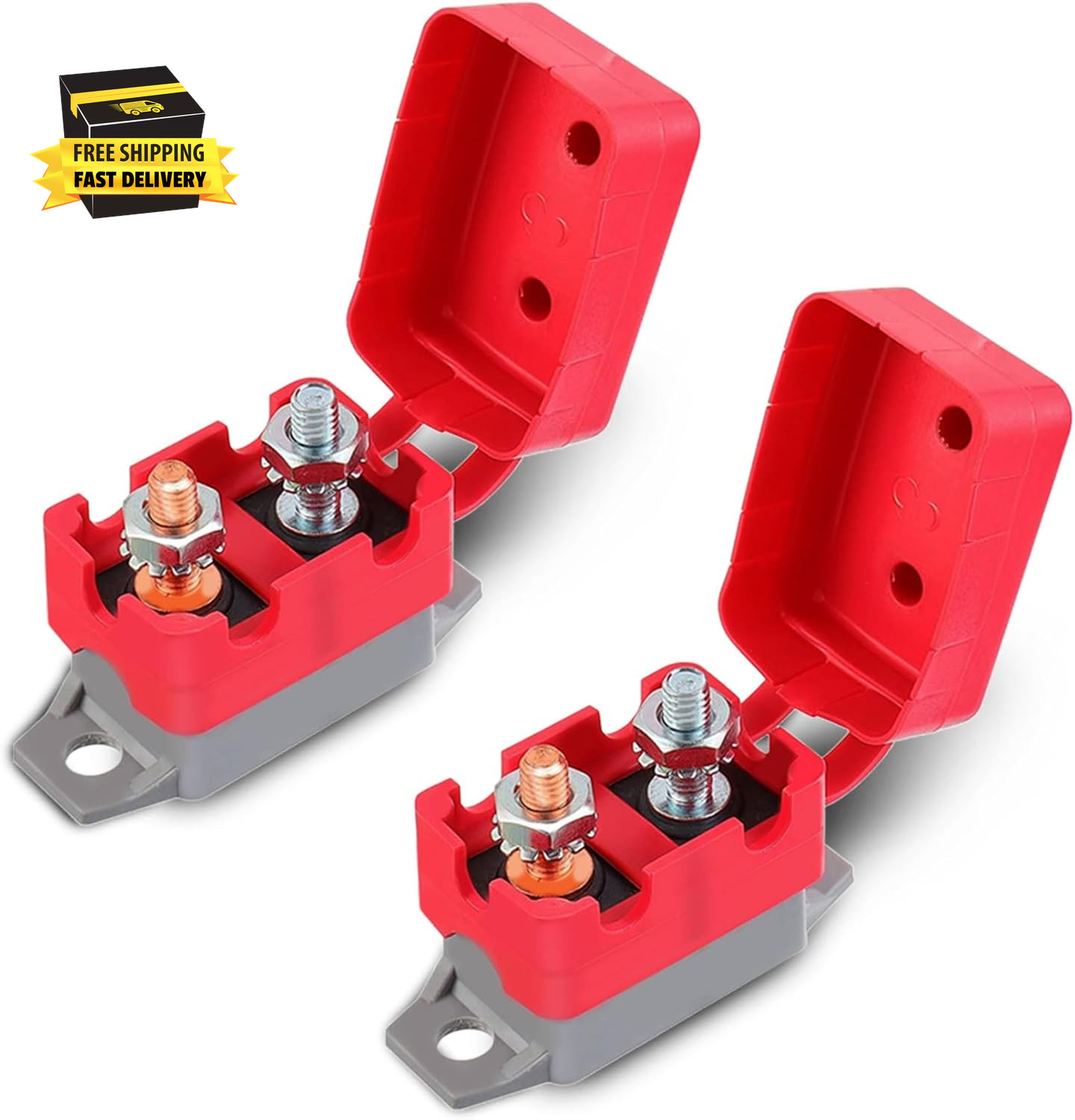 2PCS DC 12V-24V Automatic Reset Circuit Breaker with Cover Stud Bolt, 40A Car Cu 2PCS DC 12V-24V Automatic Reset Circuit Breaker with Cover Stud Bolt, 40A Car Cu