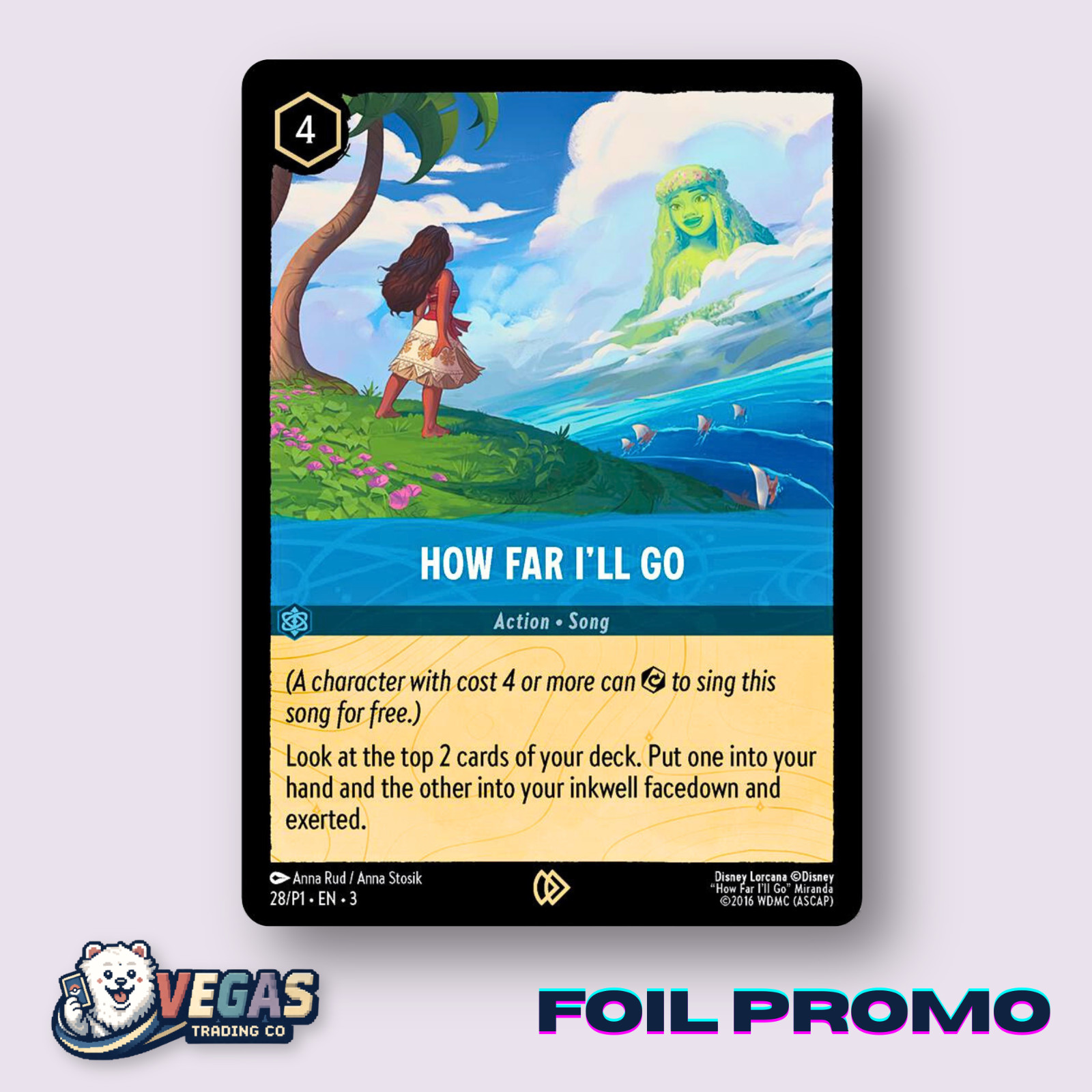 How Far I'll Go 28/P1 Foil Promo Moana Into the Inklands LP Disney Lorcana DLPC How Far I'll Go 28/P1 Foil Promo Moana Into the Inklands LP Disney Lorcana DLPC