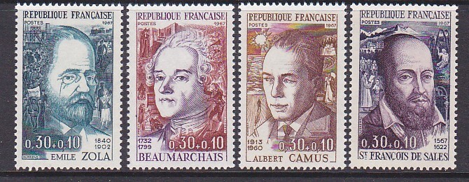 France B404-07 MNH OG 1967 Famous French People Full Set of 4 Very Fine