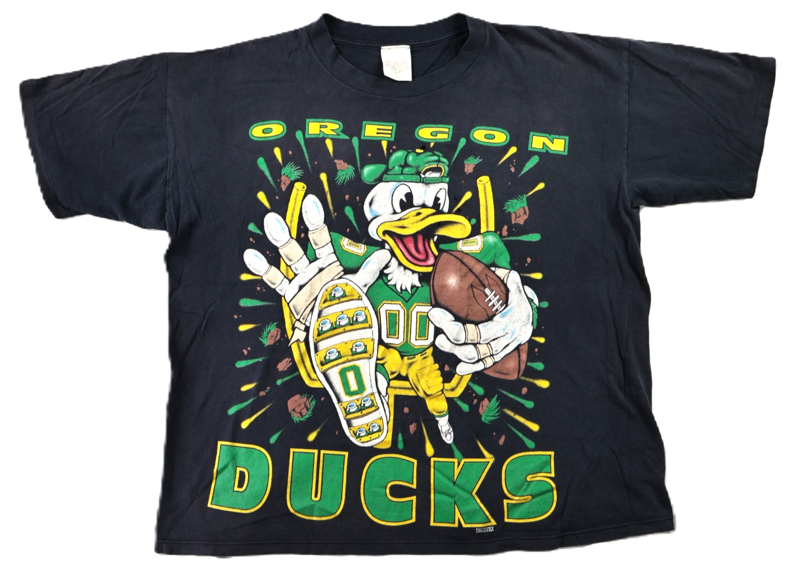 Vintage 90s XL Black University Of Oregon UO Ducks Donald Puddles Tee T Shirt