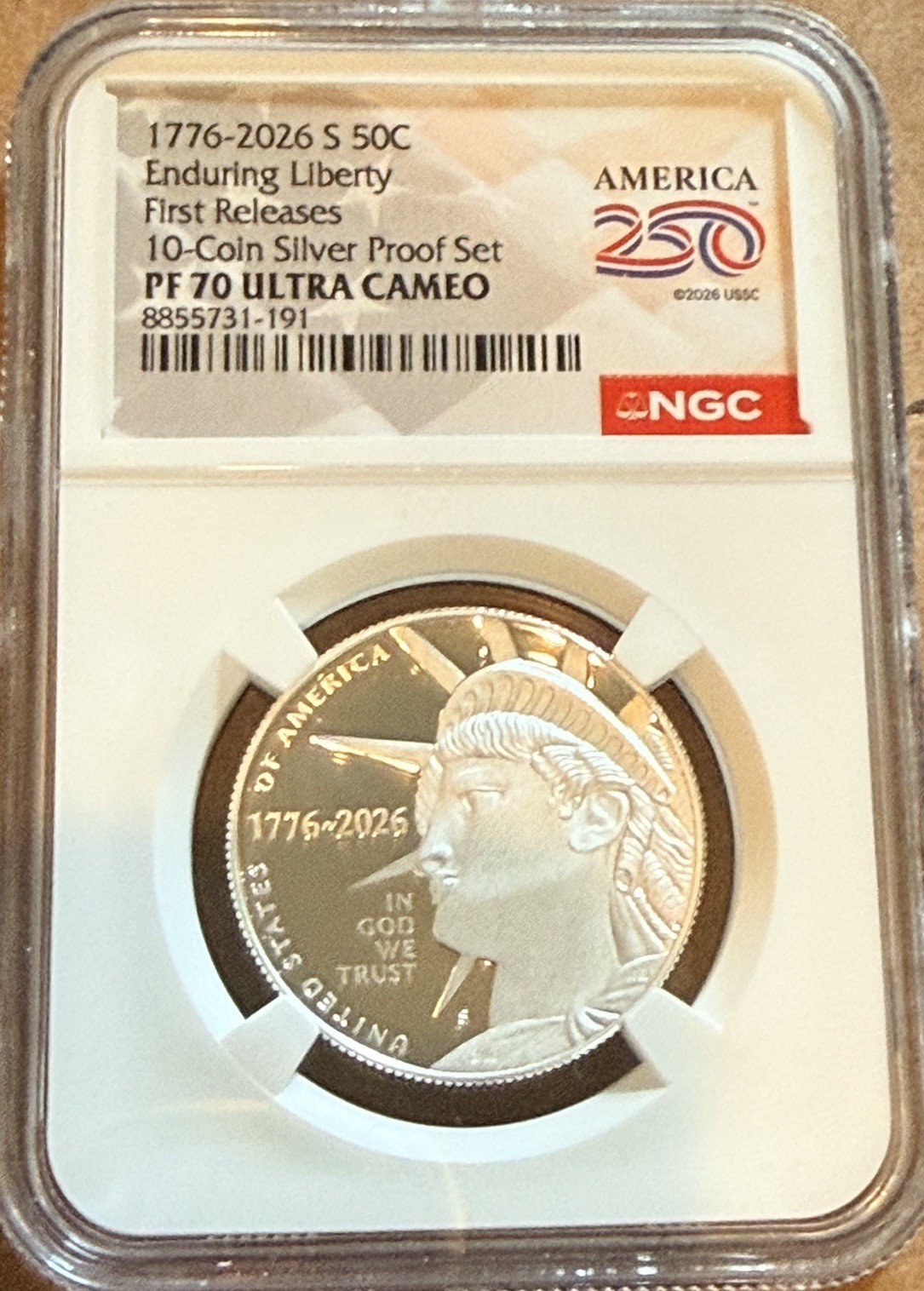1776 2026 50C Silver Enduring Liberty NGC PF70 First Release Dual Date Half $