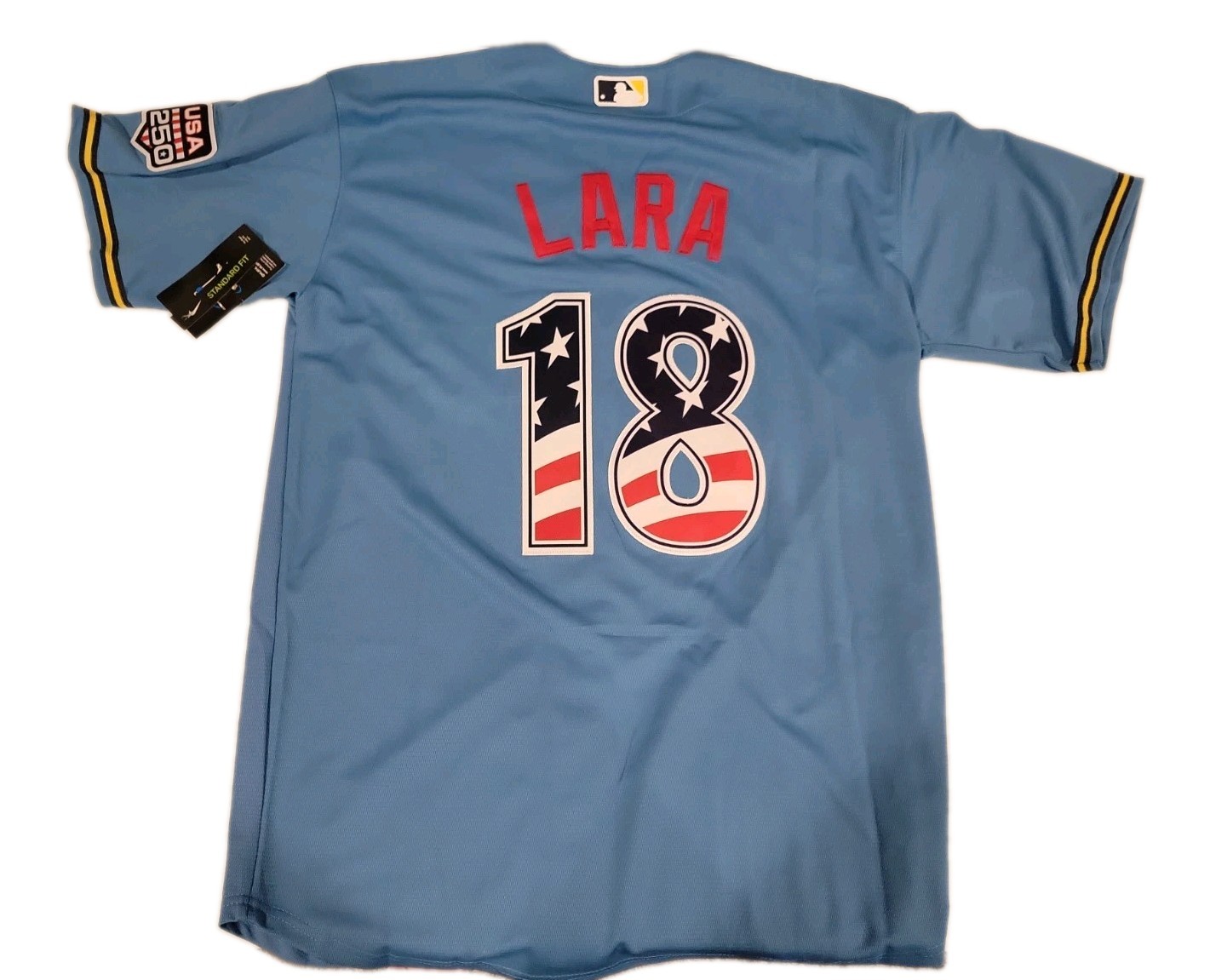 NWT LUIS LARA USA 250 STITCHED MILWAUKEE BREWERS ROAD JERSEY SZ LARGE