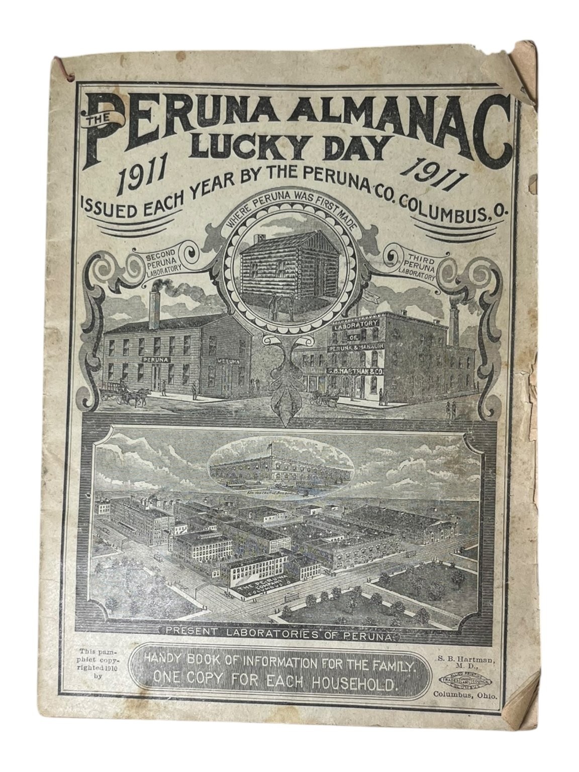 1911 Peruna Almanac Lucky Day Columbus Ohio Medicine Advertising Ephemera