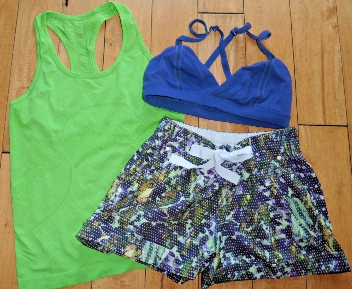 All Lululemon Lot Run Swiftly Tank Top Break Away Shorts & Dignity Bra Small/4