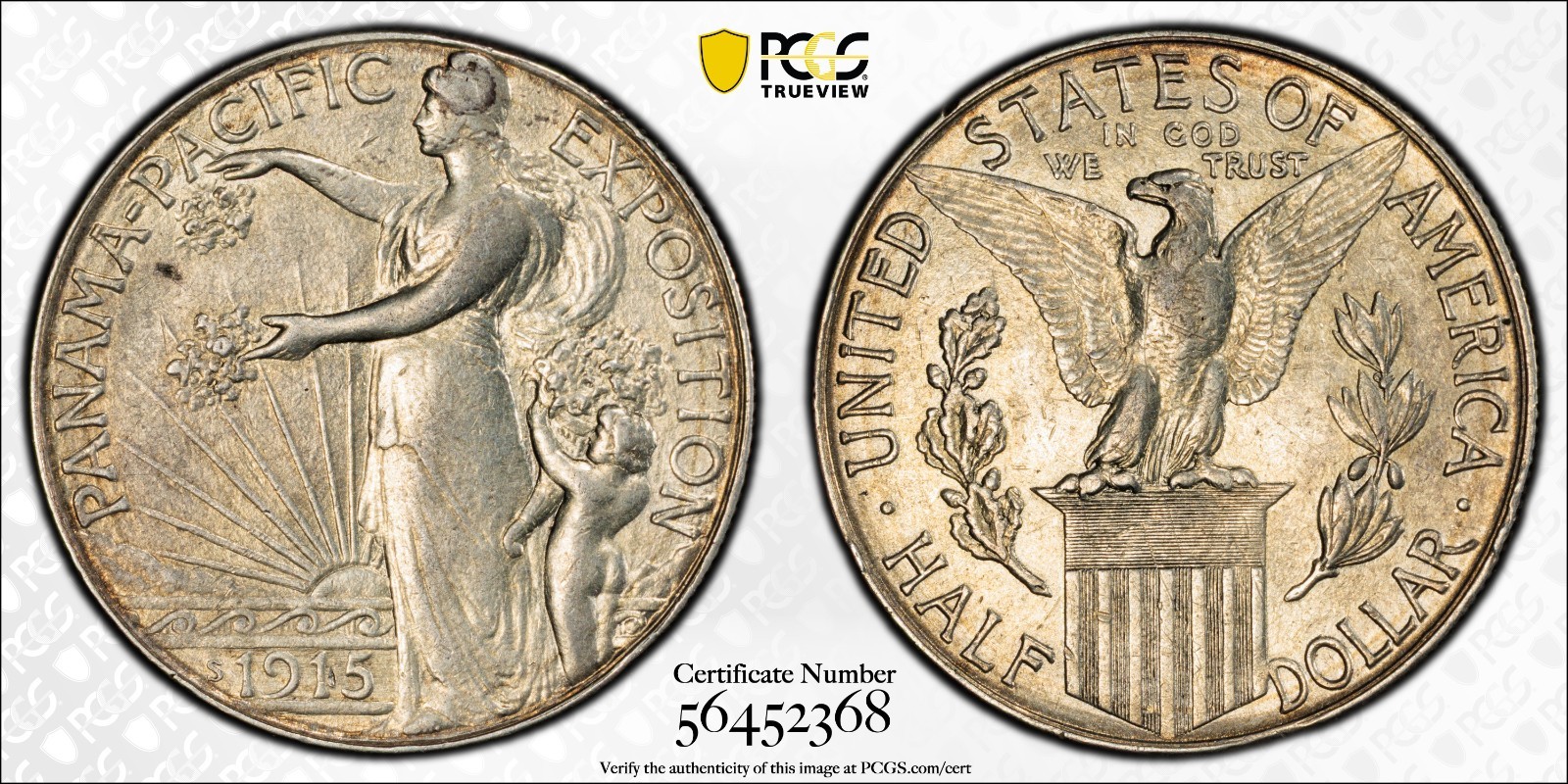 1915-S Panama-Pacific Expo. 50c Commemorative Silver Half Dollar PCGS AU Detail