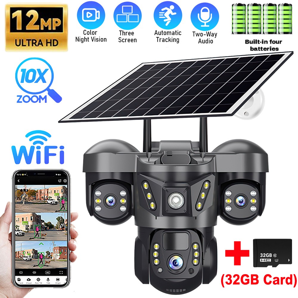 2x Camaras De Seguridad Para Exterior Solar WIFI Inalambrica Con Vision Nocturna