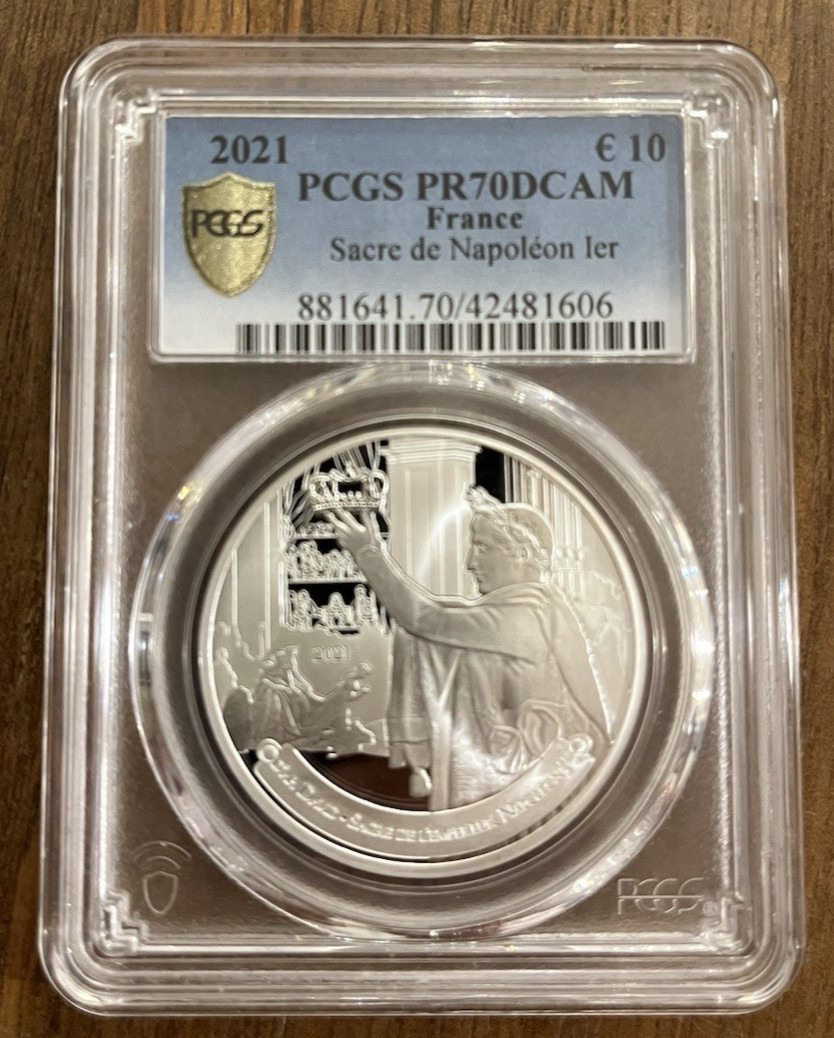 PCGS PR70 DCAM Napoleon Coronation Coin 2021 10 Euro Box And Papers Package
