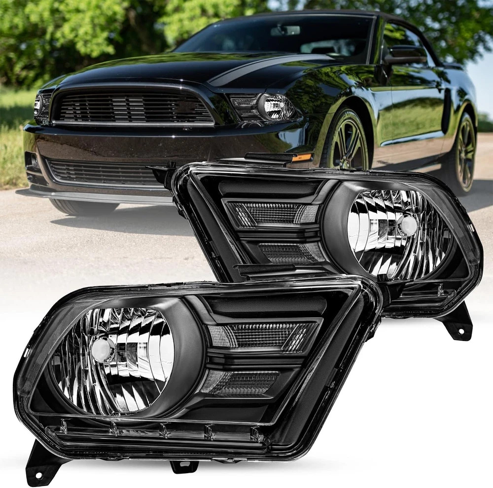 Halogen Headlight Assembly Replacement for 2010-2014 Ford Mustang Headlamp Drive