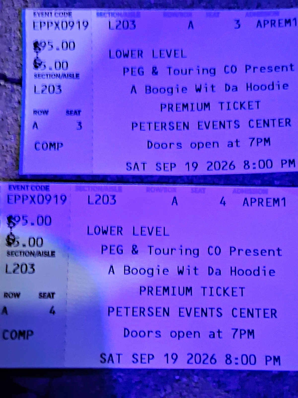 A Boogie Wit Da Hoodie 2 Tickets Sep 19 2026 8PM Petersen EC L203 A