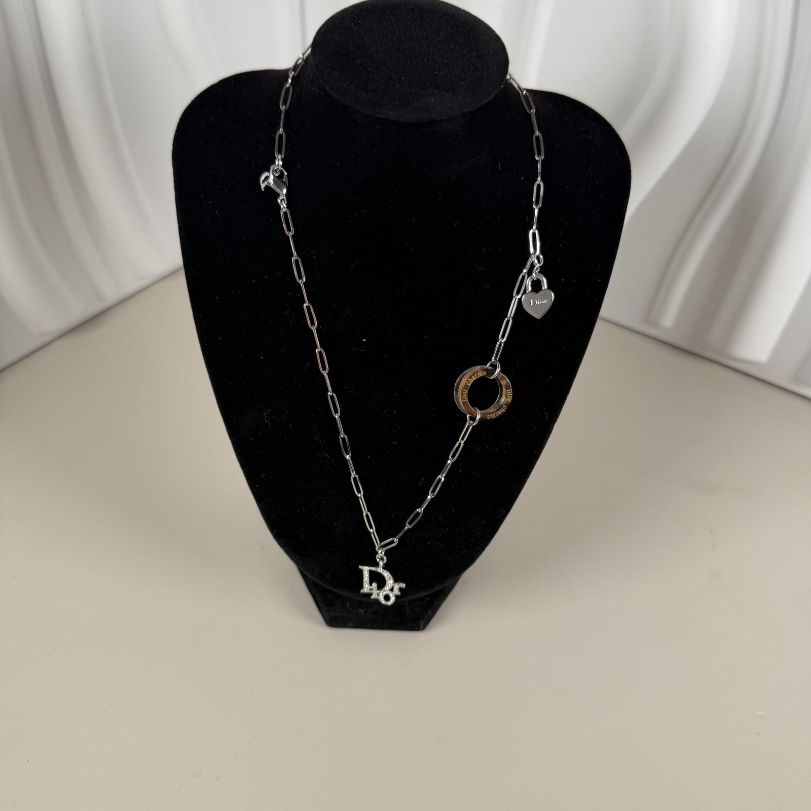 Christian Dior Charm / Multi-pendant necklace with Paperclip chain