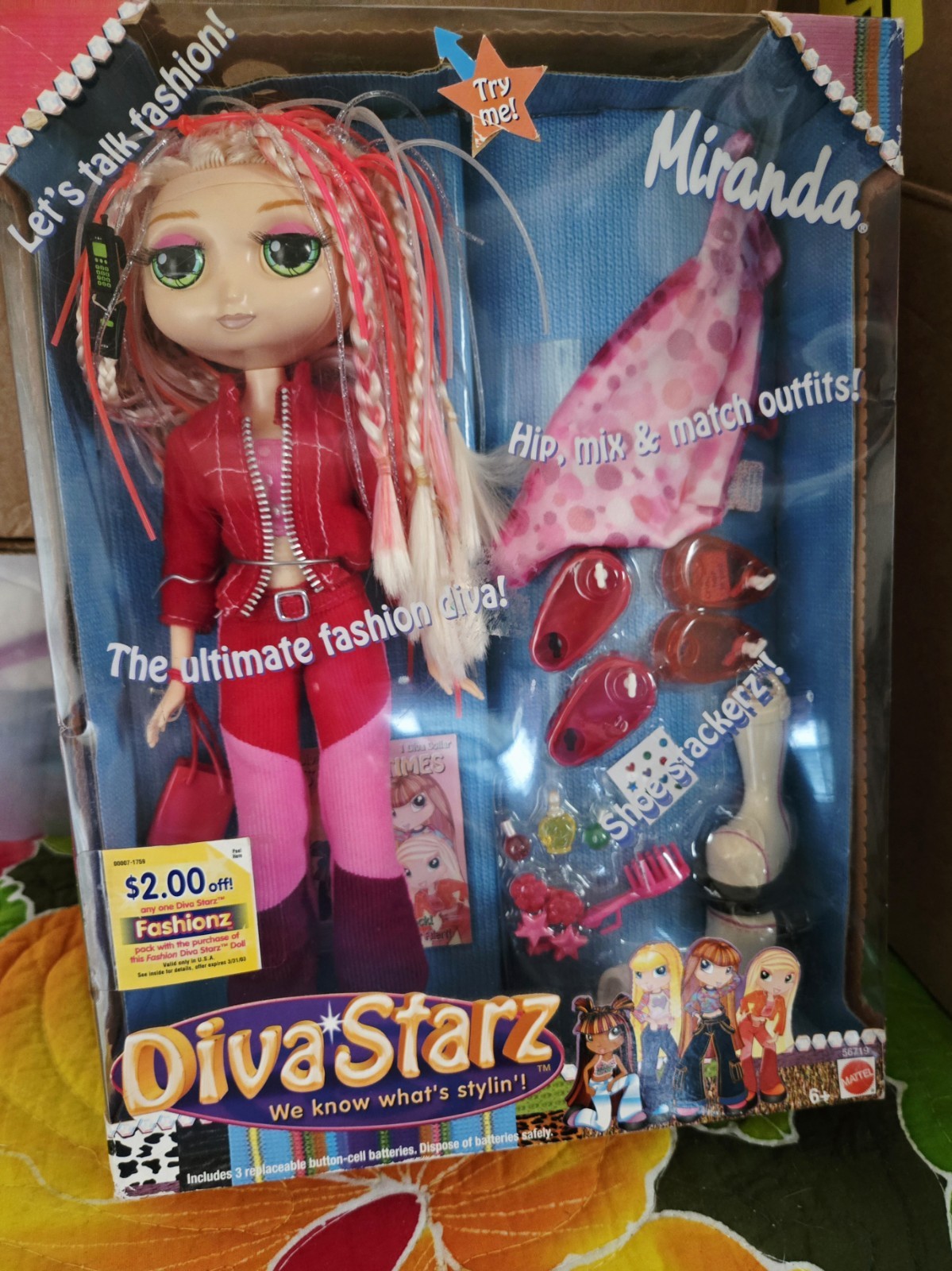 RARE STRIPED MARANDA DIVA STARZ 2002 Mattel NRFB C All photos