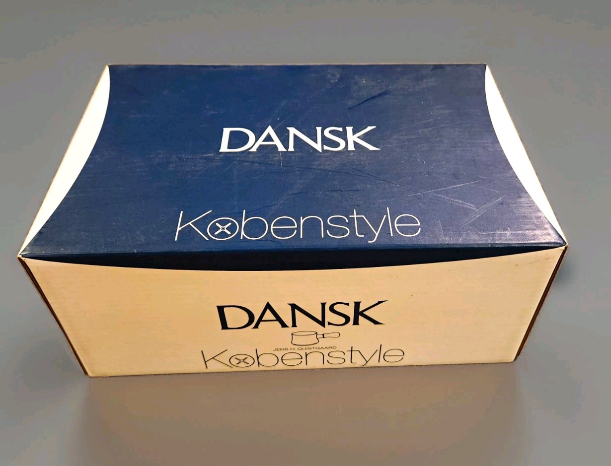 DANSK Kobenstyle WHITE Butter Warmer Enamel-Coated  Teak Handle Cookware NIB