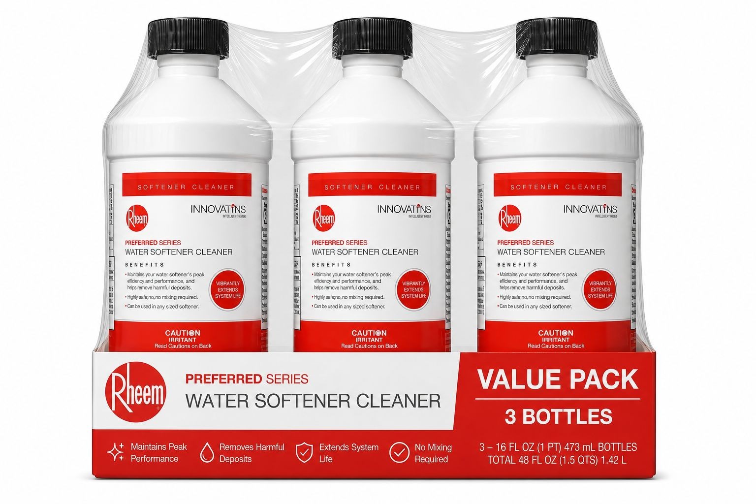 (3Pack) Rheem Preferred Series Water Softener Cleaner Ready to Use Clean Harmful (3Pack) Rheem Preferred Series Water Softener Cleaner Ready to Use Clean Harmful