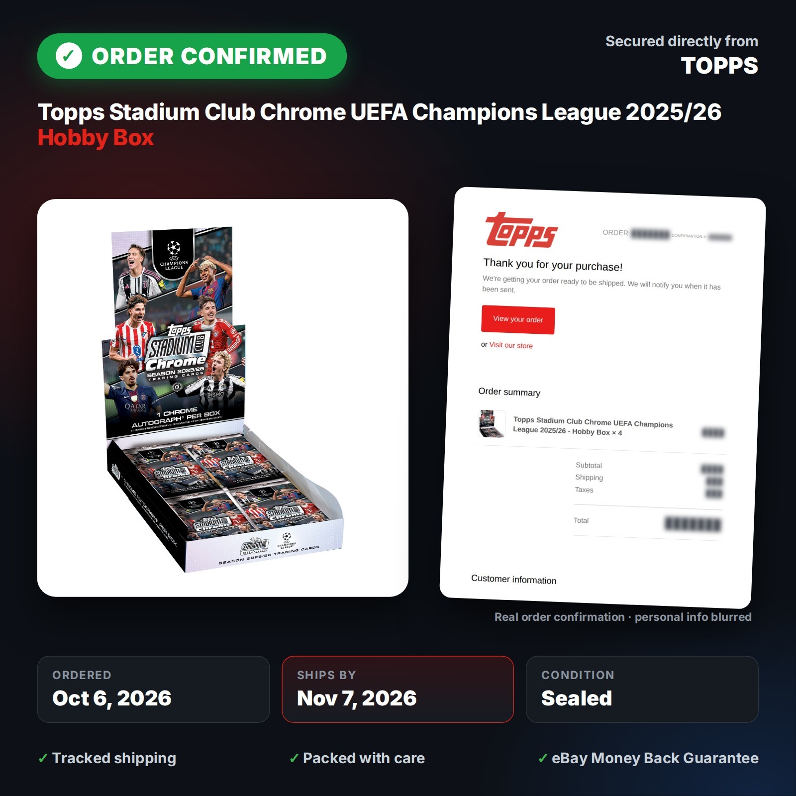 PRESALE Ships by 11/7 - 2025-26 Stadium Club Chrome UCL Hobby Box - Wholesale PRESALE Ships by 11/7 - 2025-26 Stadium Club Chrome UCL Hobby Box - Wholesale