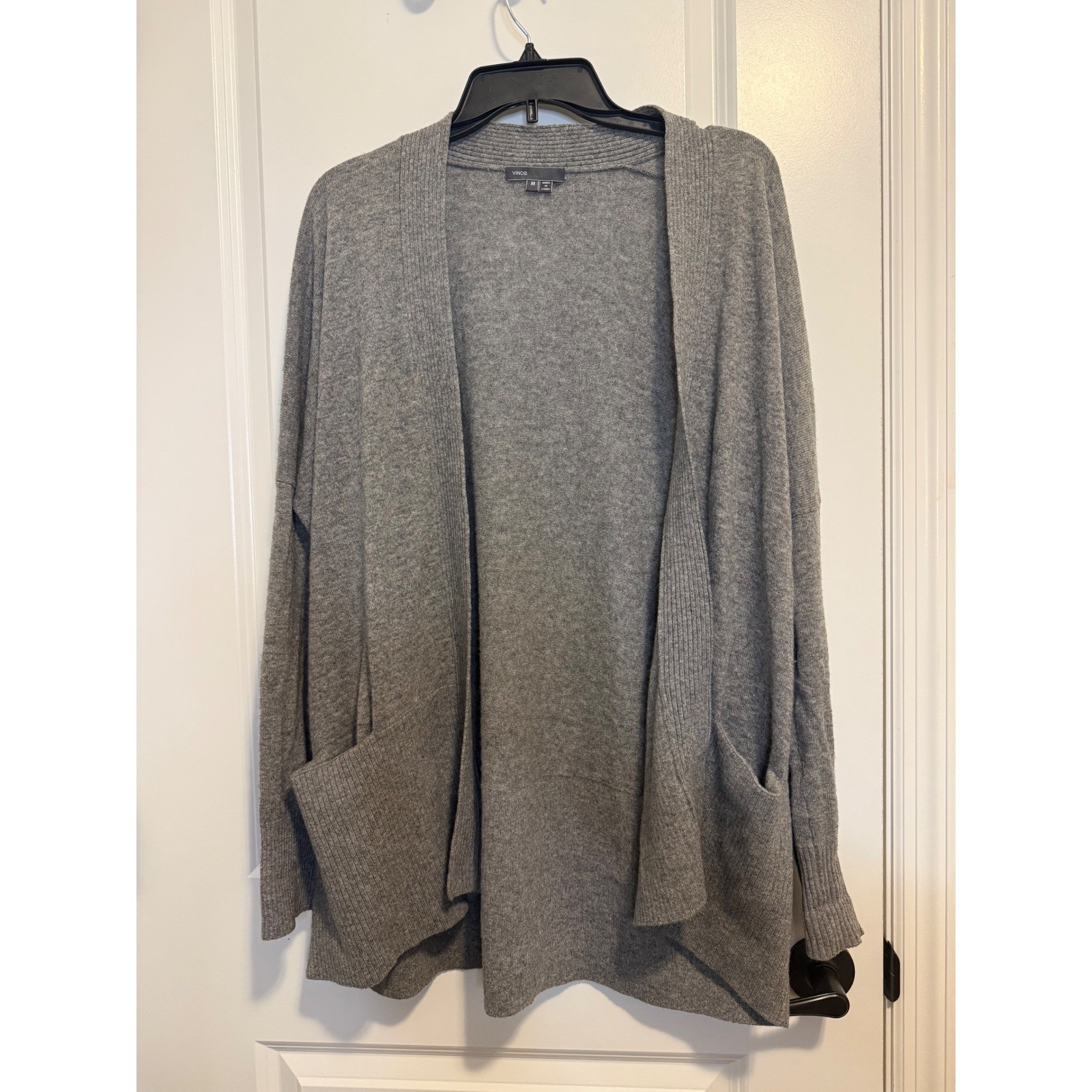 Vince Cardigan Womens Medium Gray Excellent 100% Cashmere Open Front Luxury