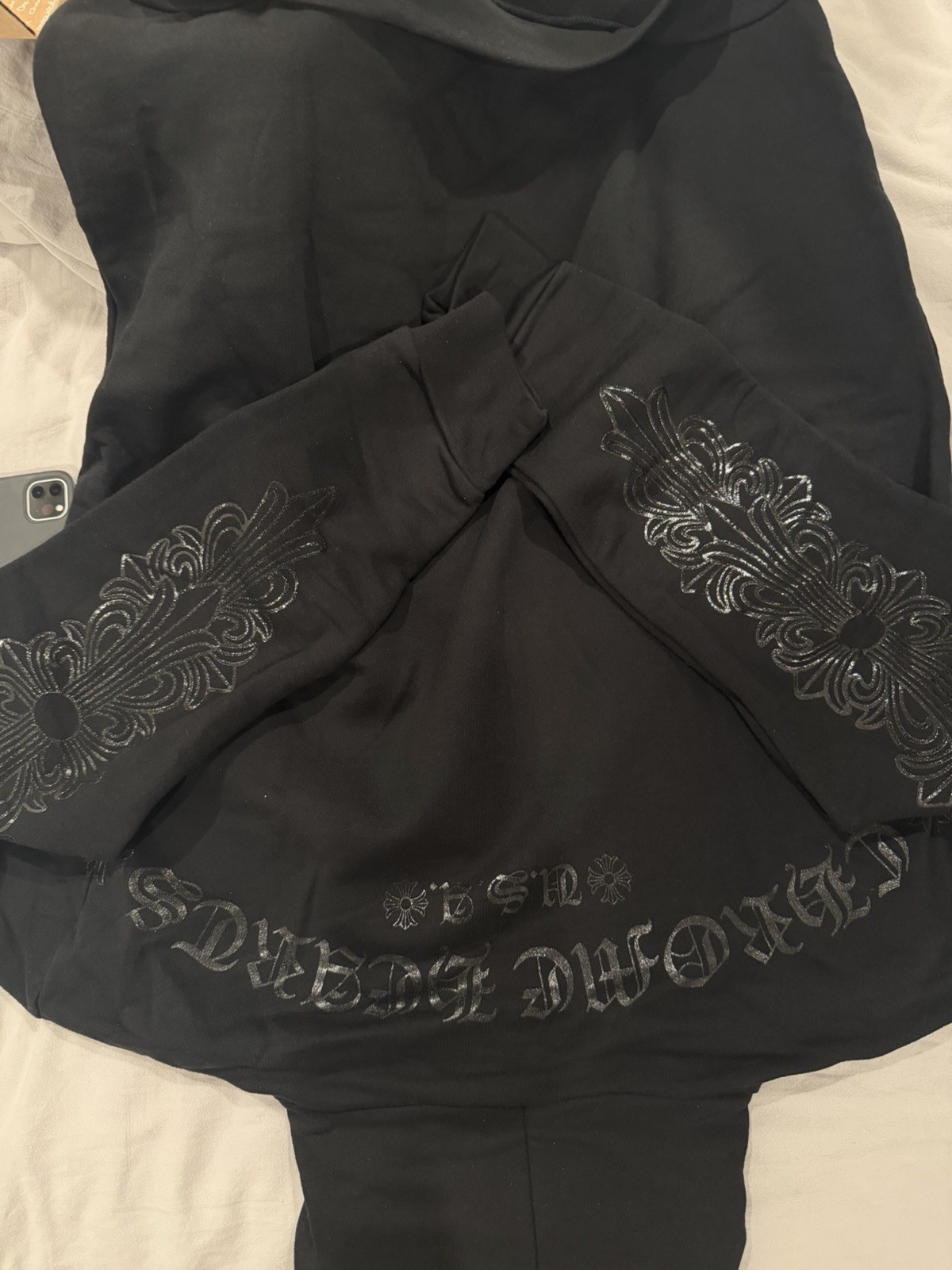 Chrome Hearts Online Exclusive Glitter Black On Black Hoodie New Size M Chrome Hearts Online Exclusive Glitter Black On Black Hoodie New Size M