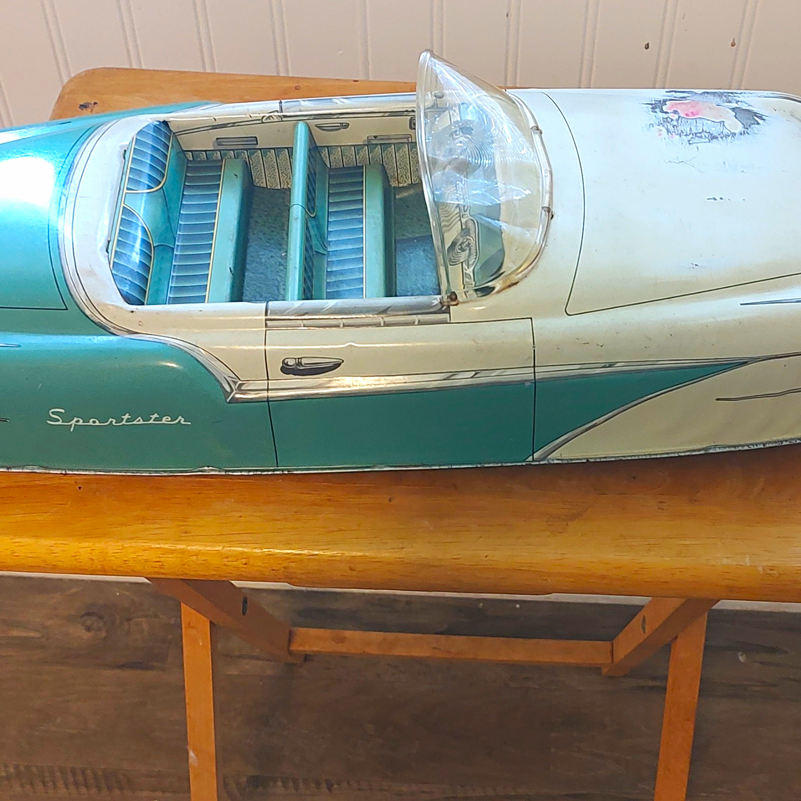 Marx Vintage Tin Litho Sportster Convertible Toy Car Green/White 4117 Marx Vintage Tin Litho Sportster Convertible Toy Car Green/White 4117