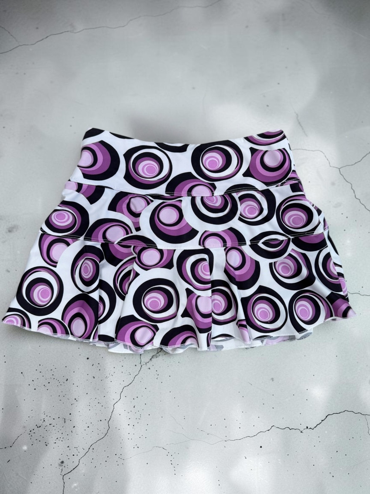 Vintage Y2K Purple & Black Circle Print Mini Tennis Skirt