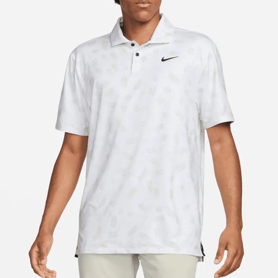 Nike Golf Tour Men's Dri-FIT Golf Polo - Print Brush Polo - NWT FD5735 100 White