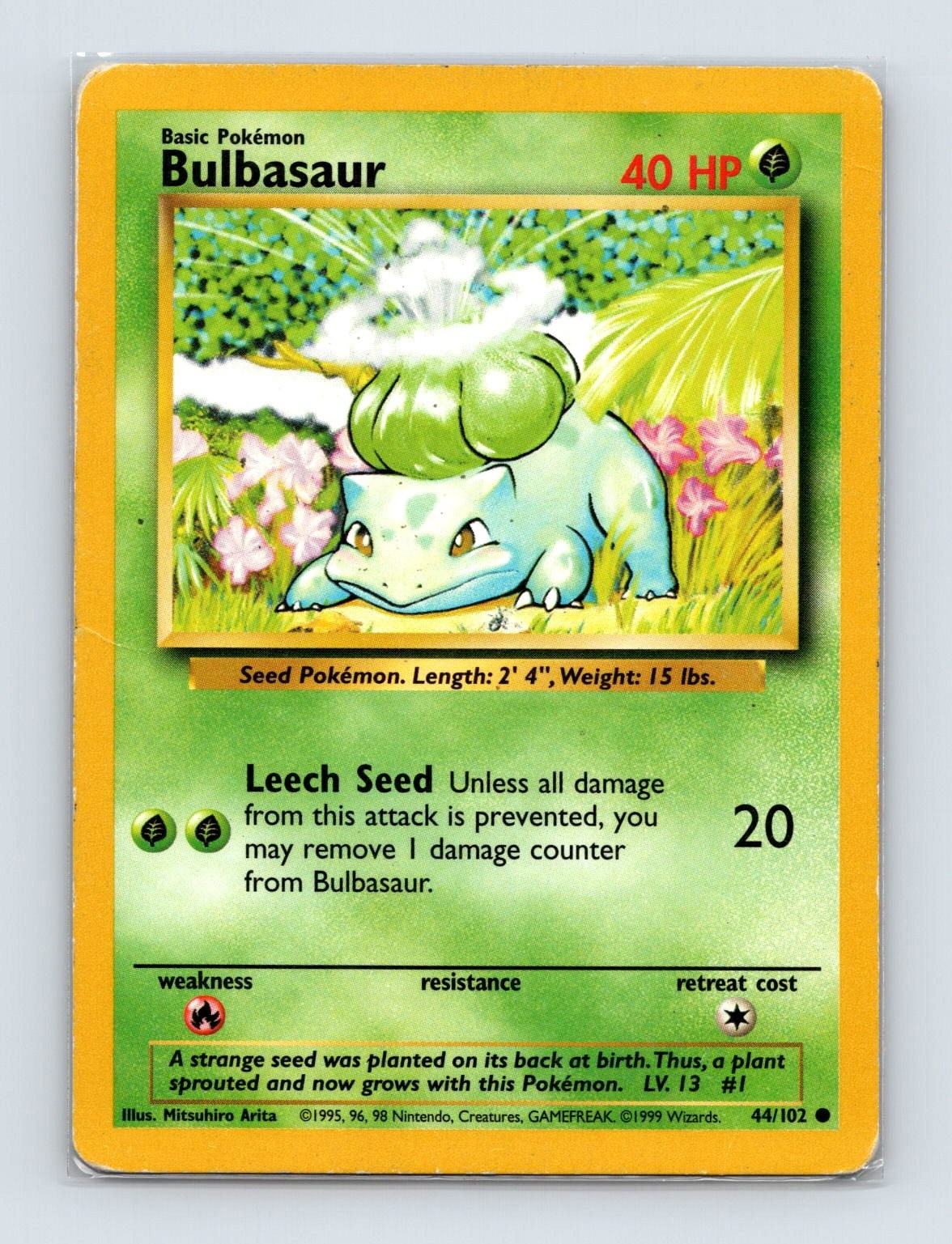 Bulbasaur Unlimited Common Base Set 044/102 NM Bulbasaur Unlimited Common Base Set 044/102 NM
