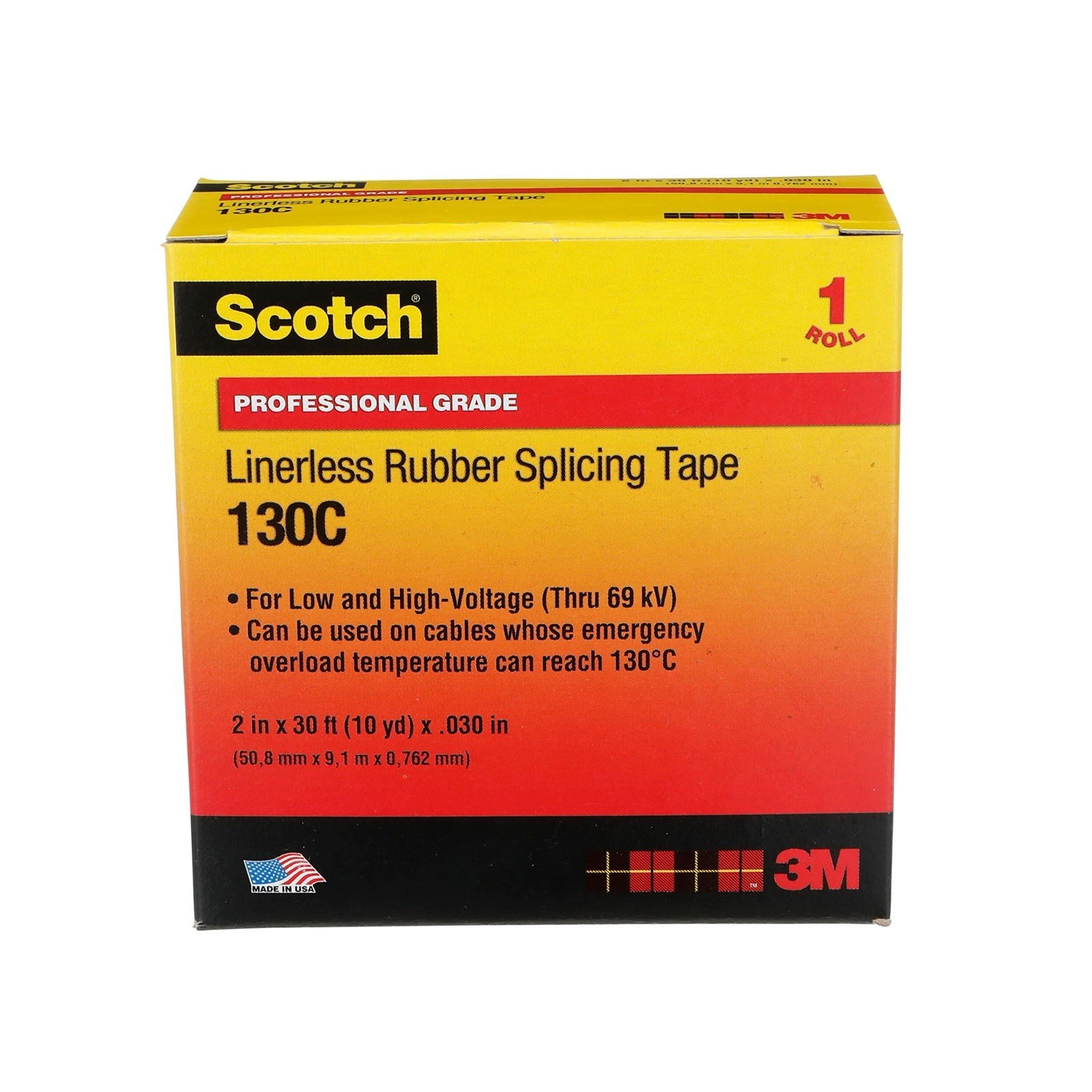 3M 41754 Scotch Linerless Rubber Splicing Tape 130C, 2