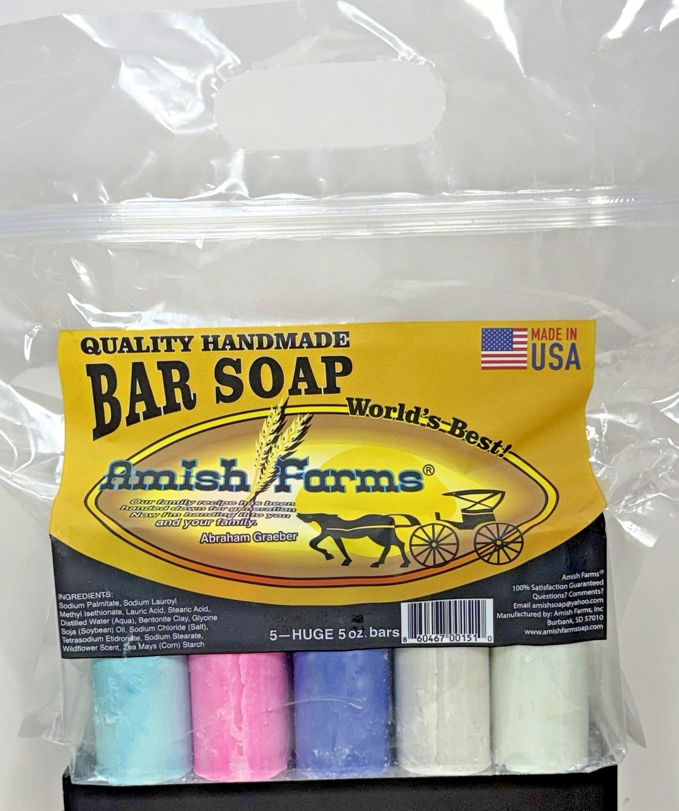 Amish Farm Bar Soap Pack Of 5 Huge Bars 5oz Each Soap Wildflower Scent USA Made Amish Farm Bar Soap Pack Of 5 Huge Bars 5oz Each Soap Wildflower Scent USA Made