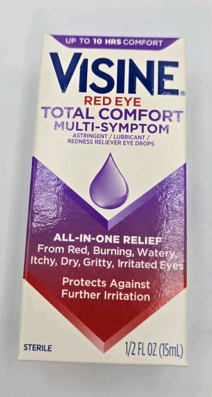 Visine Red Eye Drops Total Comfort Multi-Symptom Burning Itchy Watery Visine Red Eye Drops Total Comfort Multi-Symptom Burning Itchy Watery