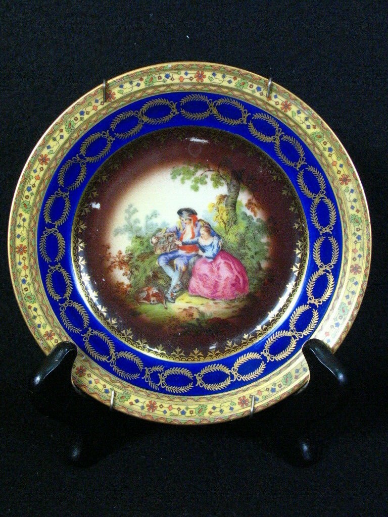 Epiag Royal Czechoslovakia Hand Painted Victorian Romantic Sceen Plate Epiag Royal Czechoslovakia Hand Painted Victorian Romantic Sceen Plate