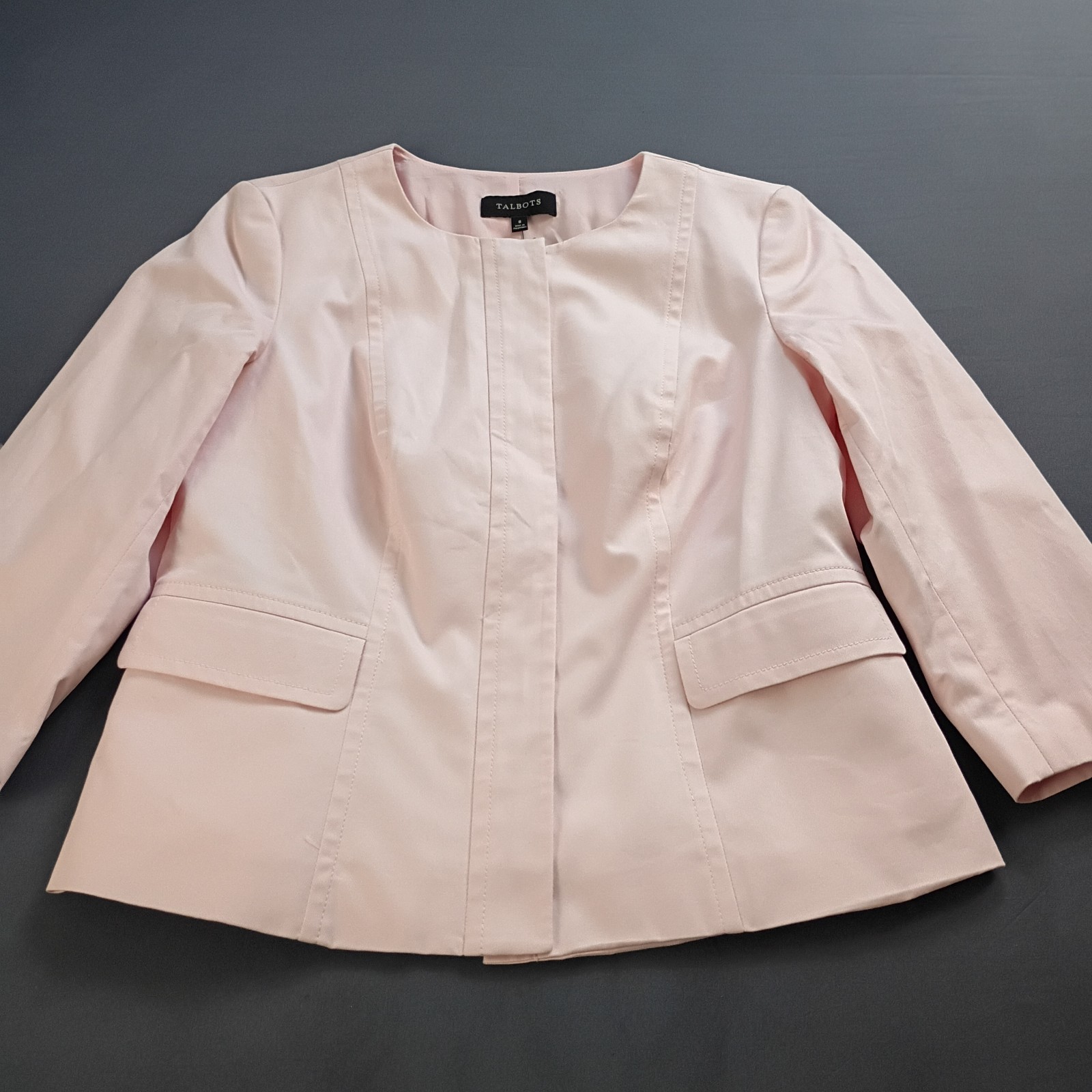 Talbots Women\'s Pink Solid Blazer Jacket Short Size 8  Full Zip NWT $169 