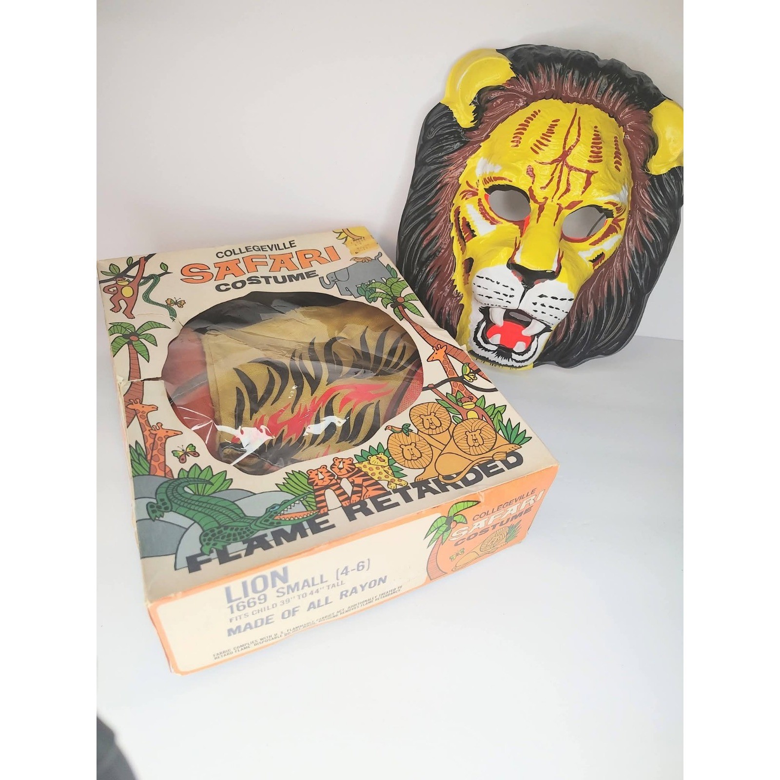 vtg 60s / 70s lion kids halloween lion collegeville costume with mask vtg 60s / 70s lion kids halloween lion collegeville costume with mask