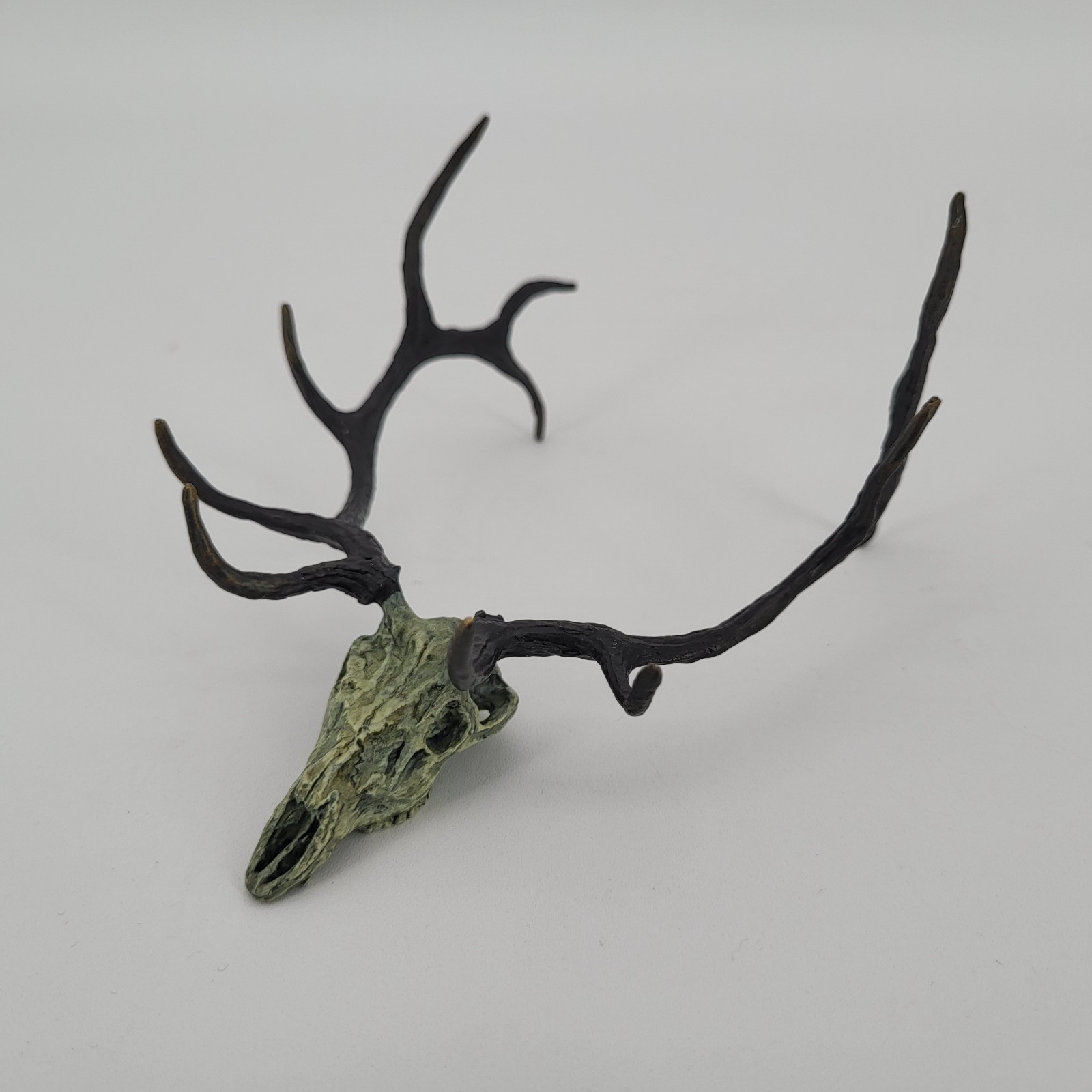 Fred Boyer Small Bronze Sculpture Signed Stag Skull Six Point Montana Artist EUC