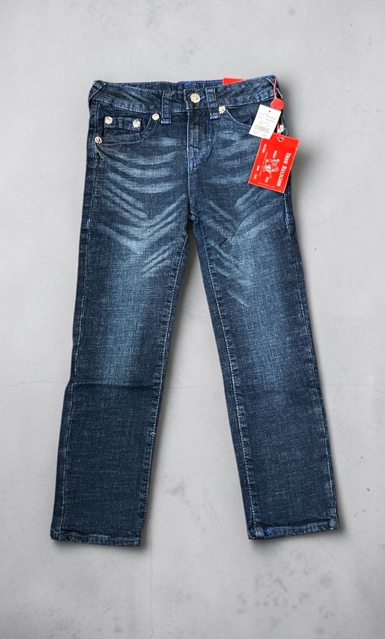 NWT True Religion Kids Geno Relaxed Slim Jeans Boys Size 6 Dark Wash Denim