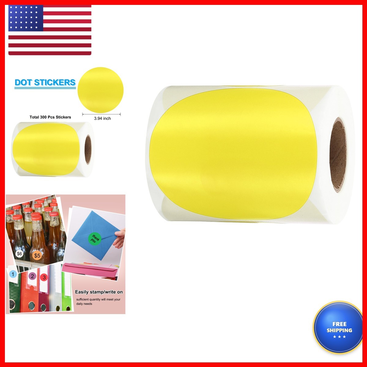 PATIKIL 4in Thermal Label Stickers,300Pcs Thermal Sticker,Yellow PATIKIL 4in Thermal Label Stickers,300Pcs Thermal Sticker,Yellow