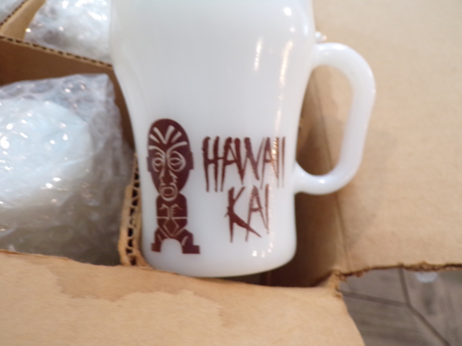 Vintage Fire-King HAWAII KAI RESTAURANT Tiki Advertising Coffee Mug