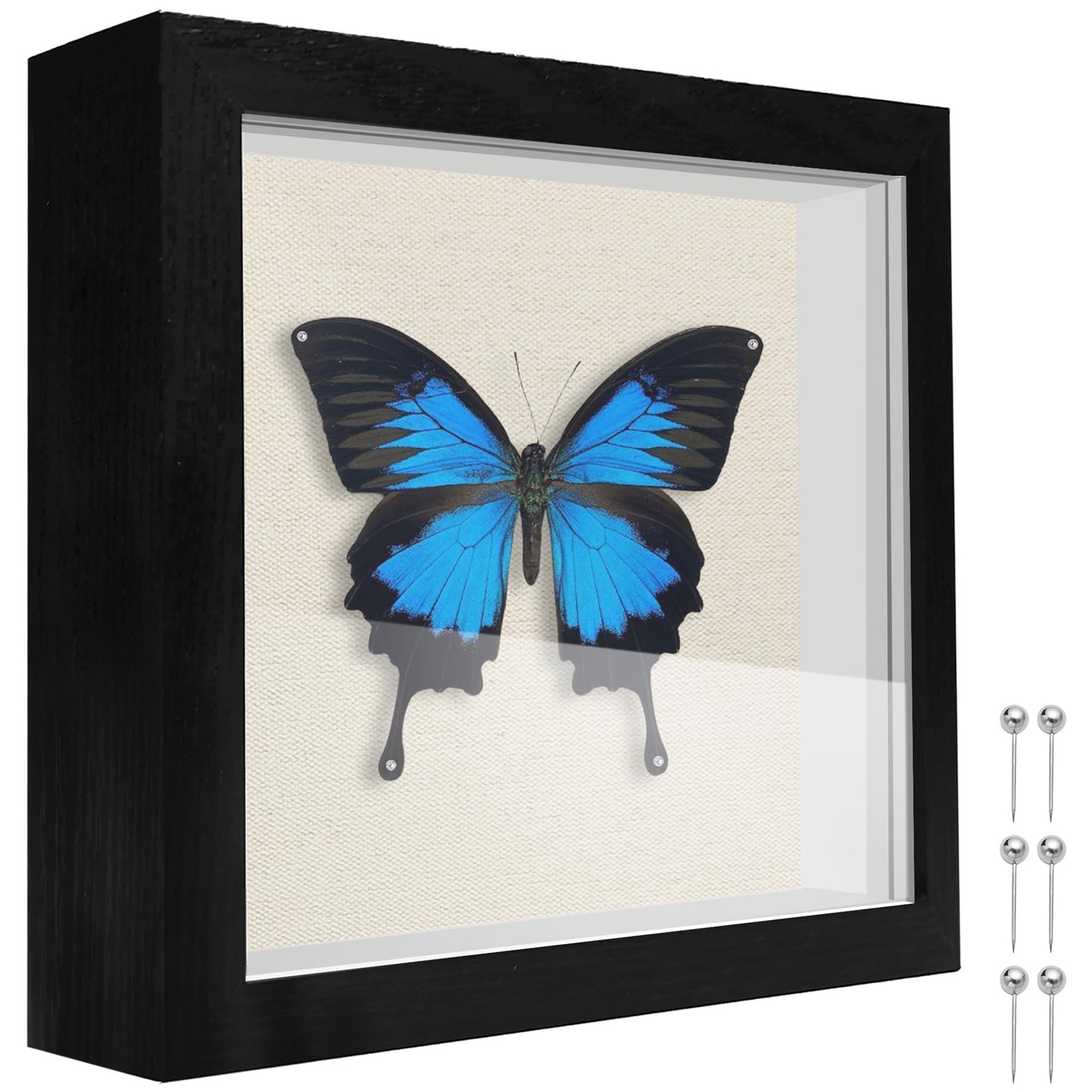 TOUYINGER 5x5 Small Shadow Box Frame with Soft Linen Back (Black, 5x5, Black TOUYINGER 5x5 Small Shadow Box Frame with Soft Linen Back (Black, 5x5, Black