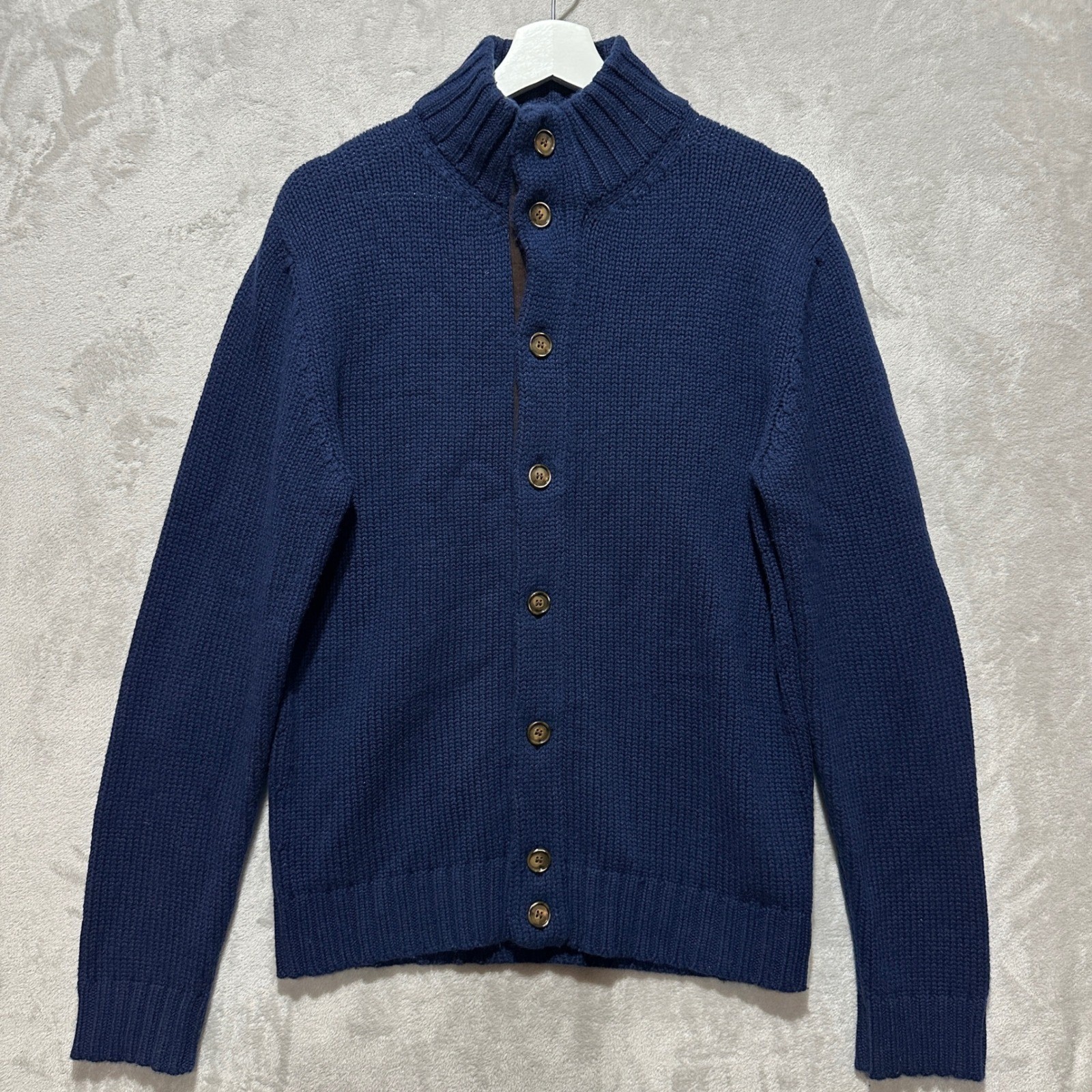 Il Borgo Cashmere for Neiman Marcus Blue Button Cardigan Elbow Patches Mens 50