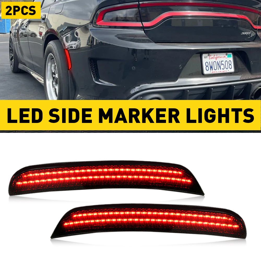 2/4X Smoked Front/Rear LED Side Bumper Marker Lights For Dodge Charger 2015-2023