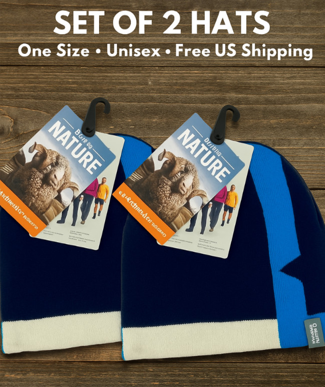 Icebreaker Merino Wool Beanie Hat Unisex Blue One Size Set of 2