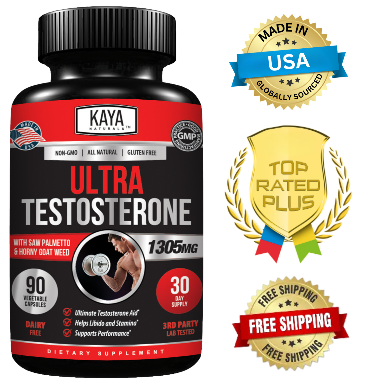 Natural Testosterone Booster 90ct Increase Energy Improve Muscle Strength Growth