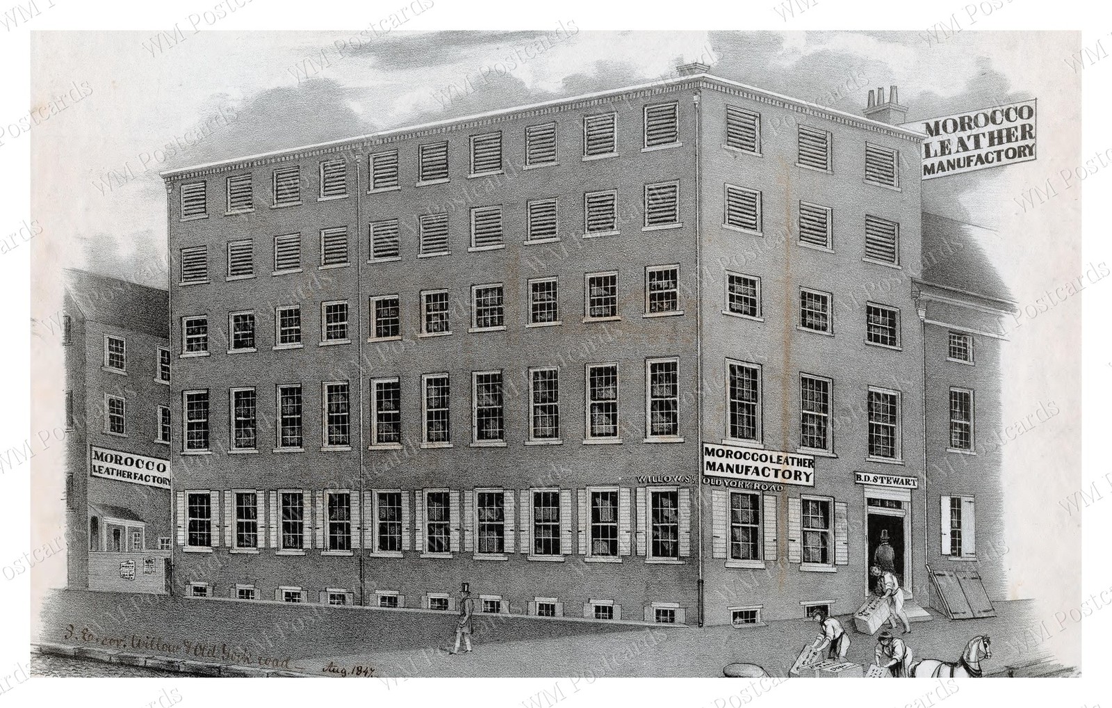 Philadelphia Pennsylvania 1847 Morocco Leather Manufactory Standard Postcard