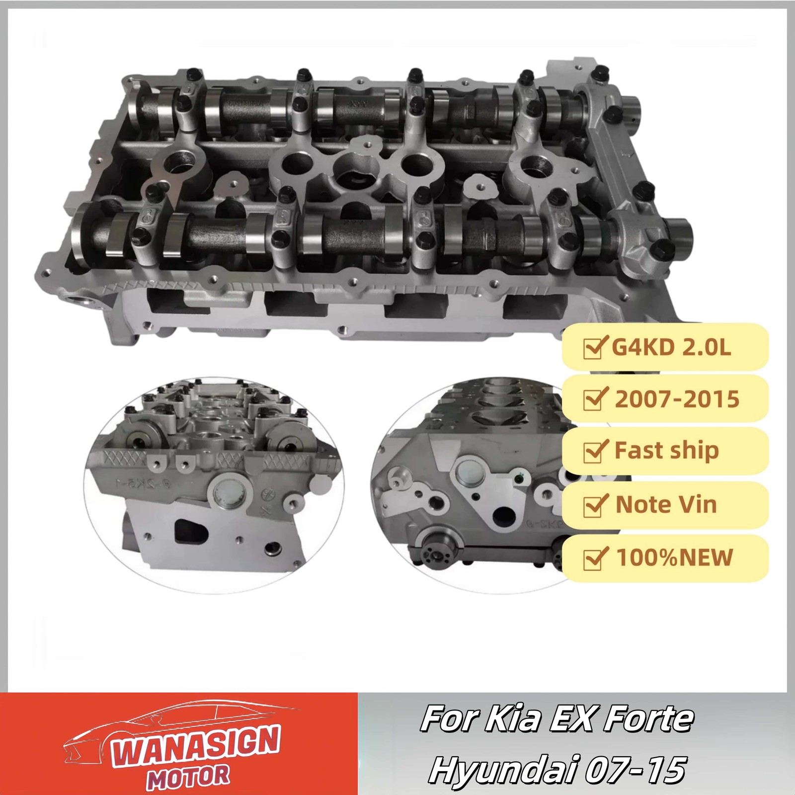 G4KD 2.0L Complete Engine Cylinder Head Assembly For Kia EX Forte Hyundai 07-15