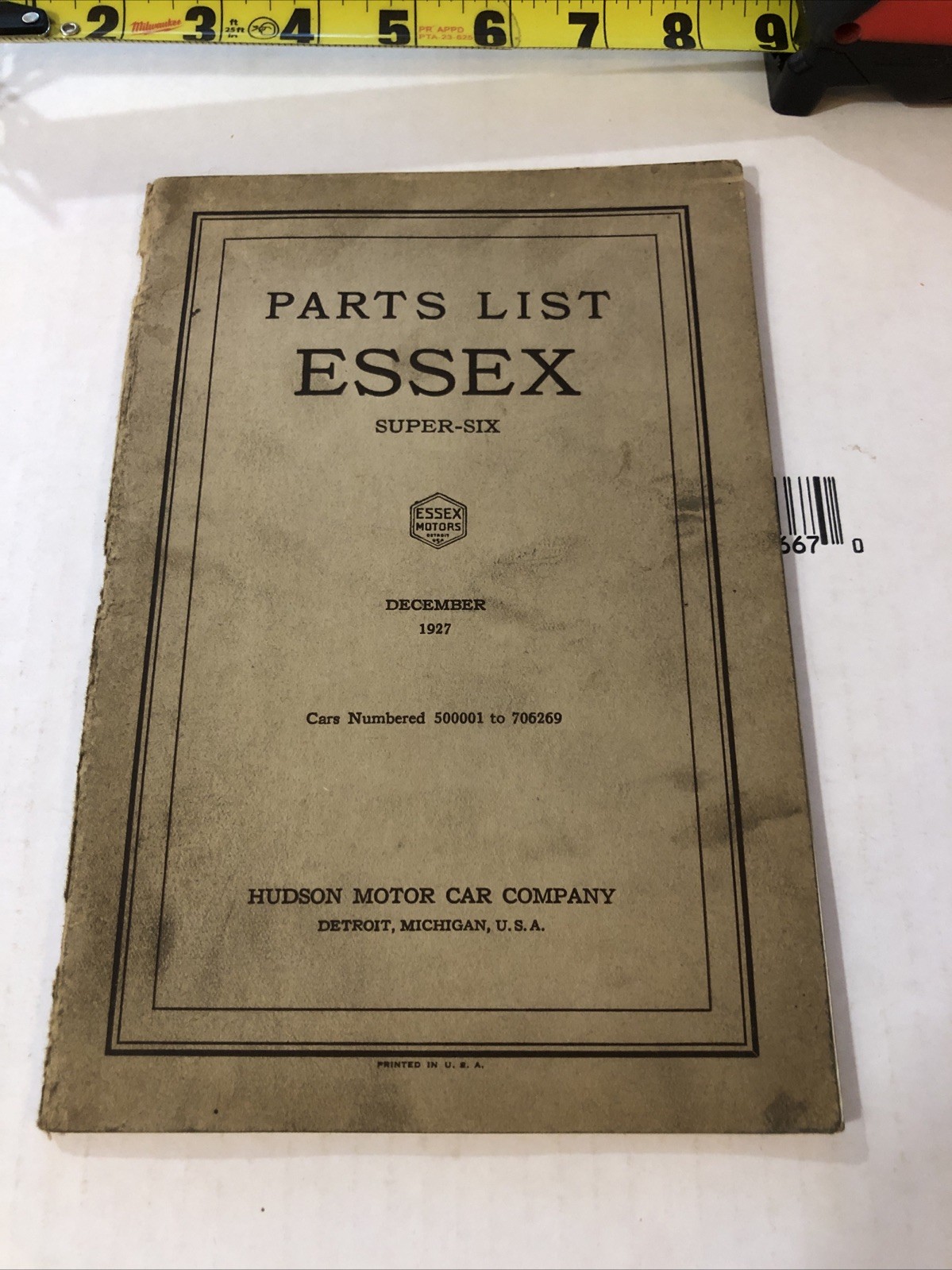 1927 Hudson Essex Coach Super Six 6 cylinder Manual