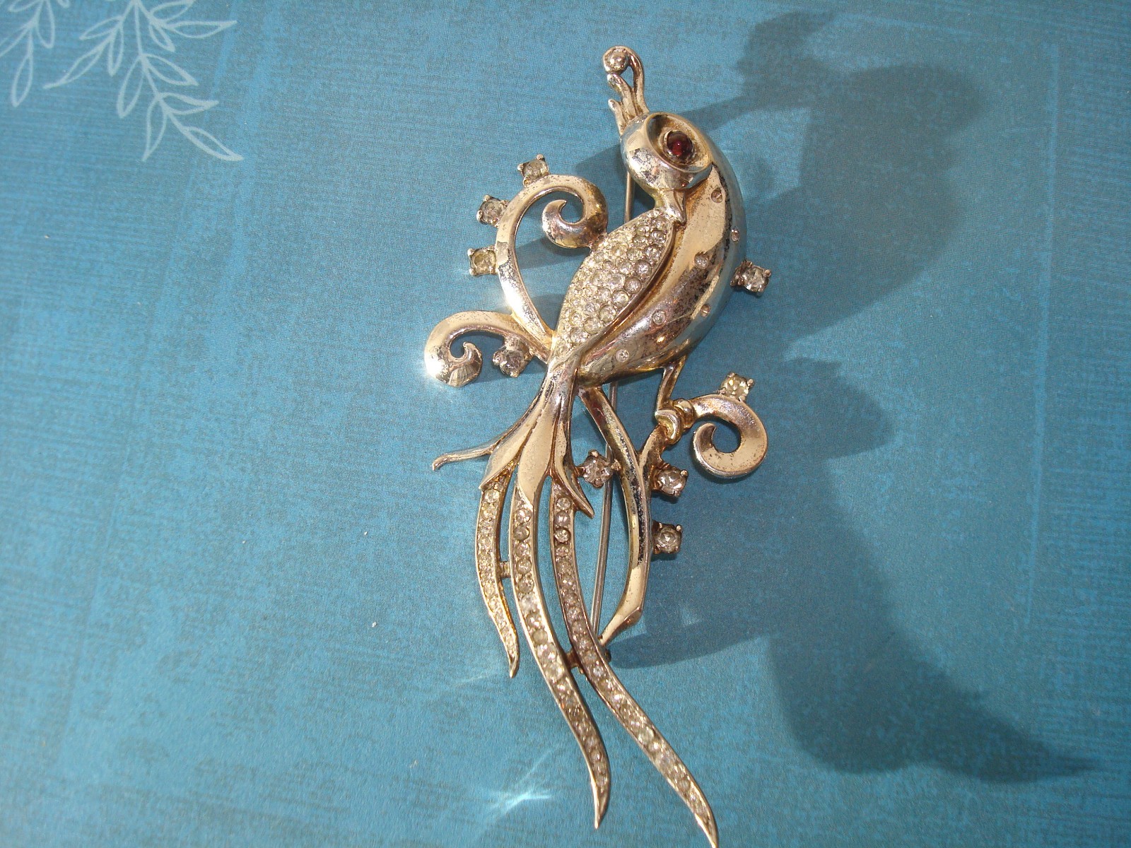 TRIFARI ALFRED PHILIPPE STERLING SILVER,VERMEIL,BIRD of PARADISE BROOCH,SIGNED