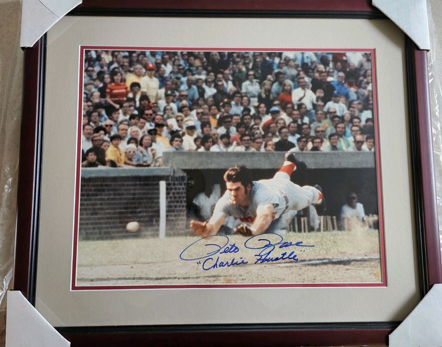 STUNNING Pete Rose Framed Signed Charlie Hustle Inscribed 16x20 Photo GUARANTEED