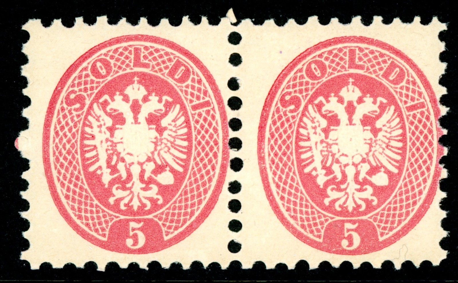 Austria 1864 First Issues 5 Soldi Rose Perf 9½ Pair Scott #22 Mint I786 Austria 1864 First Issues 5 Soldi Rose Perf 9½ Pair Scott #22 Mint I786