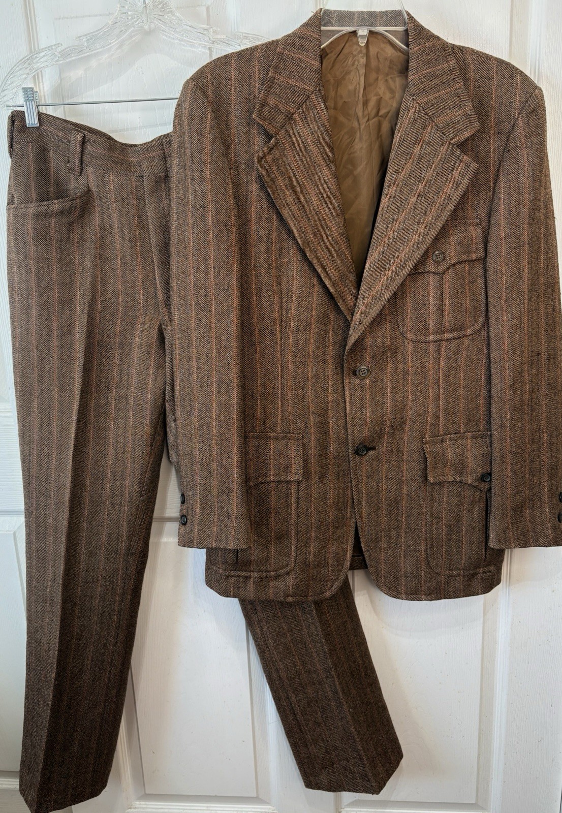VTG 40s 50s Marsh’s Pendleton OR Men\'s Brown Wool Tweed 2-Piece Suit 40R~30x32