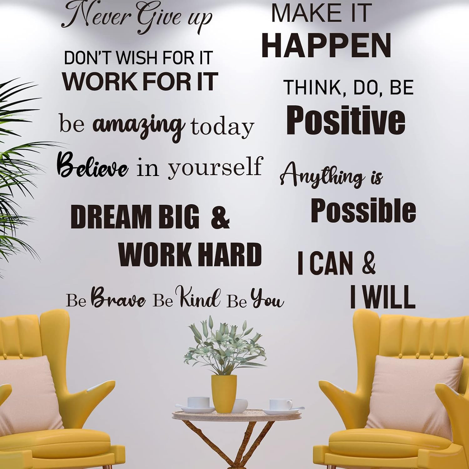 10 PCS Inspirational Wall Stickers Decals Quotes, Large Motivational Positive Sa