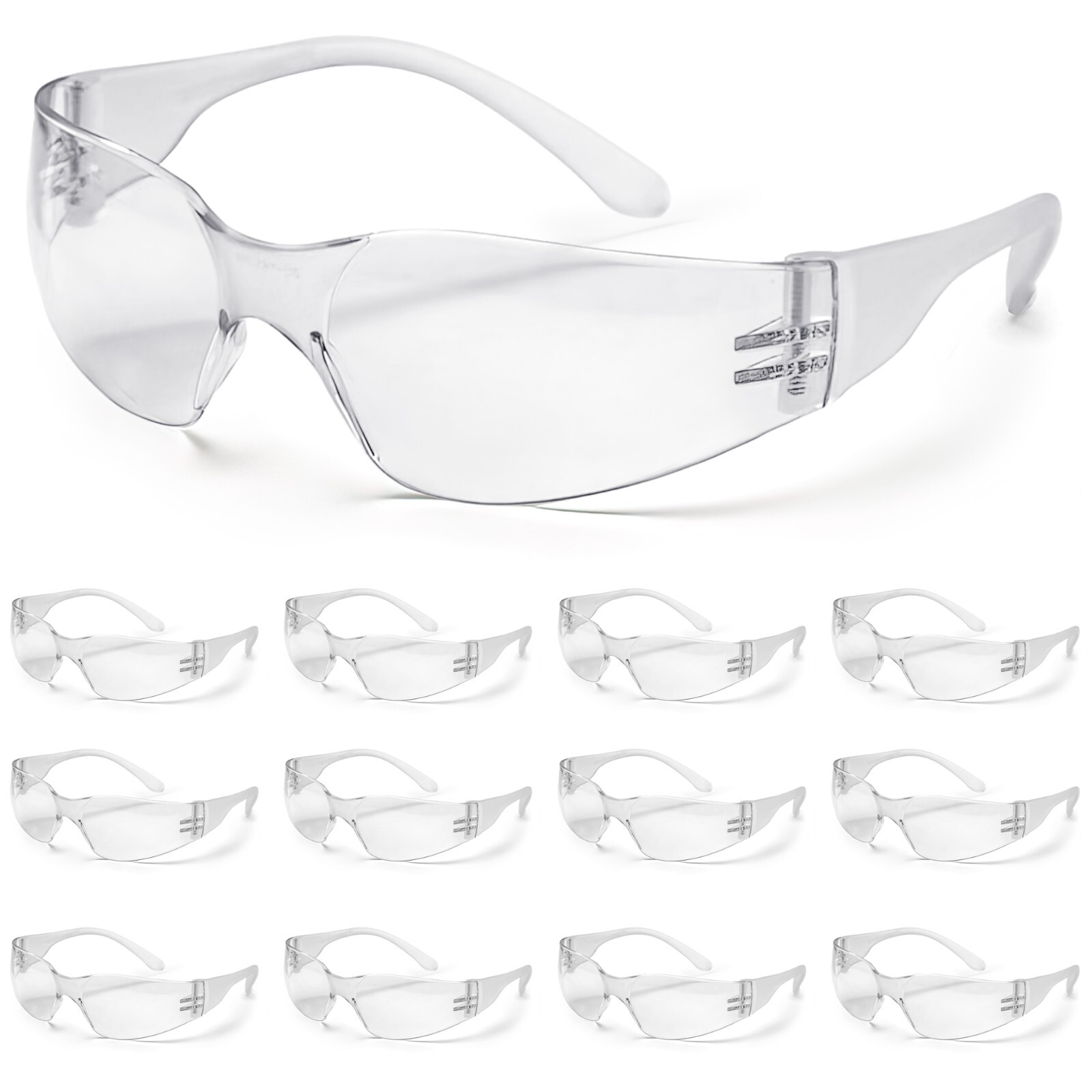 12 Pack Pair Protective Safety Glasses Clear Lens Eyewear Anti Scratch Work