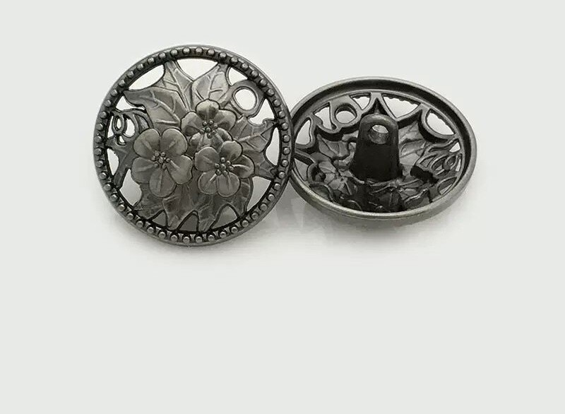 6PC Vintage Antique Silver Flowers Metal Crafts Sewing Shank Buttons 23mm 6PC Vintage Antique Silver Flowers Metal Crafts Sewing Shank Buttons 23mm